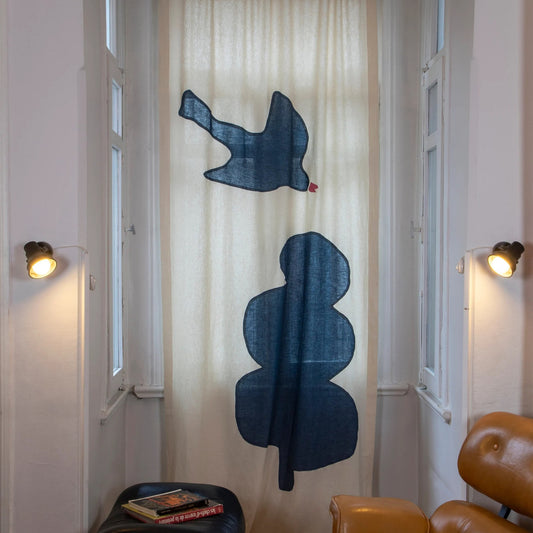 Botanical Bird Print Linen Curtains — Set of 2 Premium Nature-Inspired Drapes