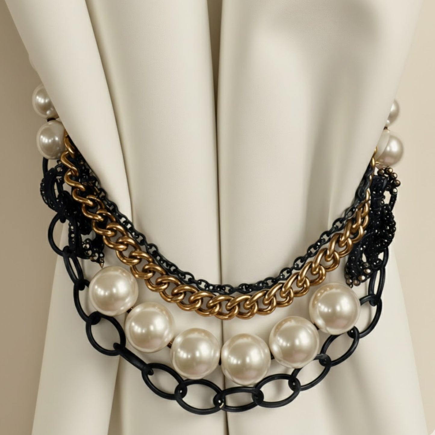 Luminous Pearl Tiebacks – Iridescent Decorative Window Accents