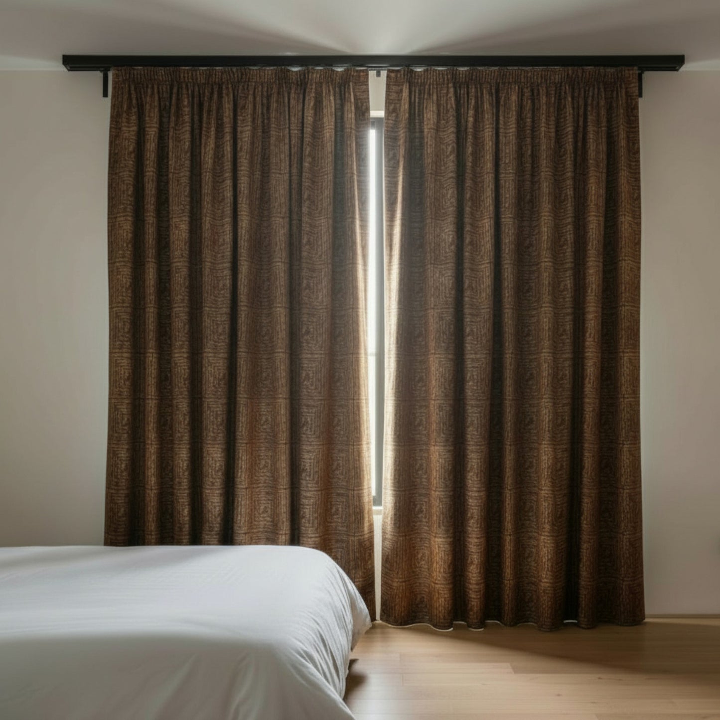 Honey Copper Blackout Panels – Artisan Textured Light Blocking Drapes in Warm Tones