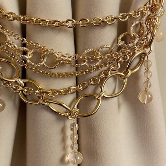 Italian Gold Chain Curtain Tiebacks – Luxury Drapery Jewelry
