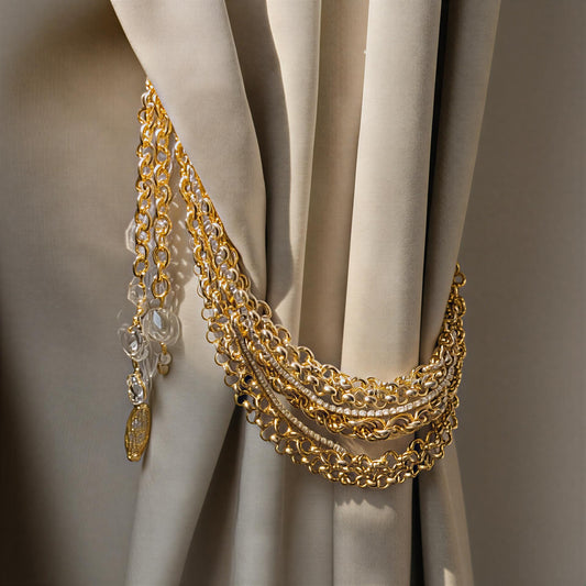 Gold Chain Tiebacks with Tassels – Decorative Metallic Accents