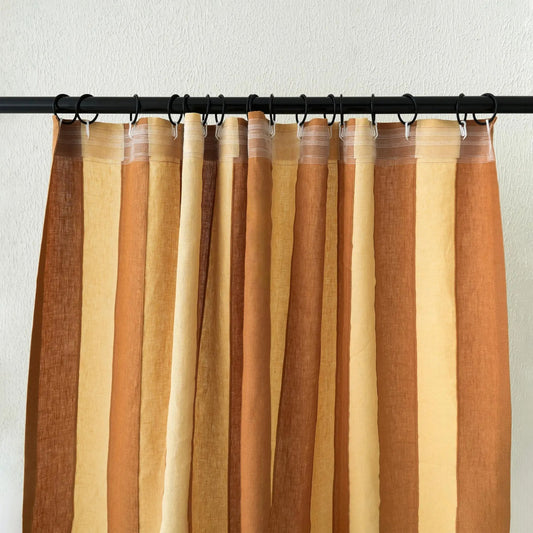 Horizontal Striped Linen Curtains – Custom Wide-Stripe Textured Drapes