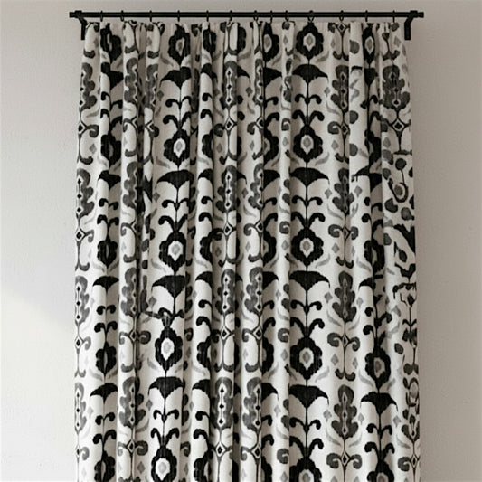 Monochrome Graphic Blackout Panels – Minimalist Charcoal and Grey Patterned Drapes
