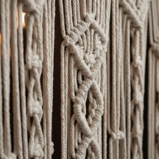 Handwoven Macramé Cotton Curtains – Boho Chic Textile Wall Art