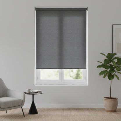 Slate Grey Roller Shade – High-Precision Textured Light Filter