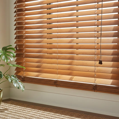 Honey Oak Wooden Curtains – Natural Hardwood Venetian Blinds